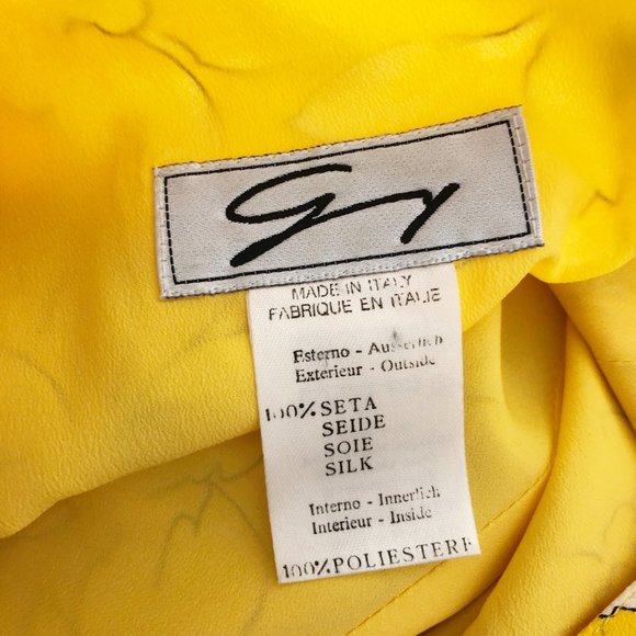 Vintage Genny 100% Silk Yellow Floral Dress Italy - Picture 4 of 11